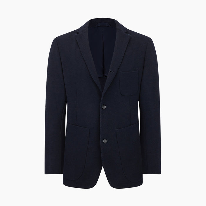 Navy Knitted Oxford Blazer Image 4