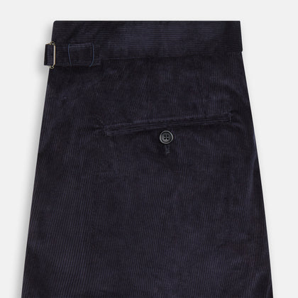 Navy Corduroy Henry Trousers Image 3
