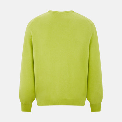 Lemon Green Cashmere V-neck Jumper Image 2