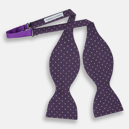 Lilac and Royal Purple Micro Dot Silk Bow Tie Image 1