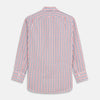 View 4 of product The Turnbull & Asser Navy and Red Check Cotton Regular Fit Mayfair Shirt features a classic T&A collar and long sleeves, shown laid flat on a white background.