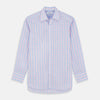 View 1 of product The Turnbull & Asser Red and Blue Multi Check Cotton RE-PURPOSE Mayfair shirt is a sustainable, long-sleeve button-up with a collar and cuffed sleeves, crafted from recycled fabrics and shown laid flat on a white background.