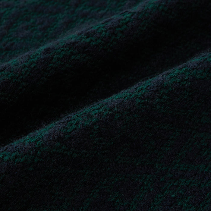 Navy Blue and Forest Green Diamond-Patterned Cashmere Knitted Scarf Image 2