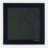 View 3 of product The Navy and Melon Green Stripe Silk Pocket Square by Turnbull & Asser features refined stripes, hand-printed branding in the corner, and is finished with elegant hand-rolled edges.
