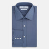 View 1 of product A neatly folded men's Mid Blue Red Stripe Regular Fit Mayfair Shirt by Turnbull & Asser, featuring long sleeves, classic collar, white buttons, and subtle red stripes—a hallmark of the brand’s renowned luxury.
