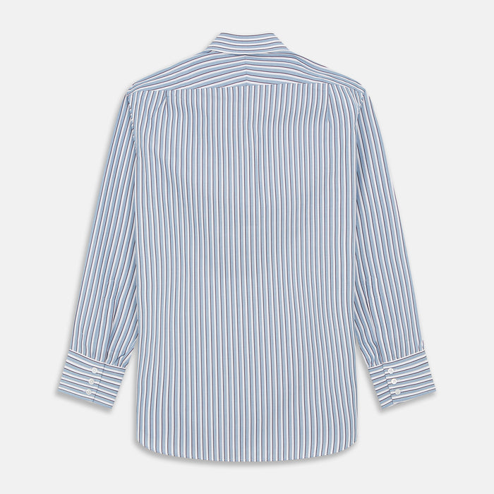 Blue and White Stripe Cotton Regular Fit Mayfair Shirt Image 2