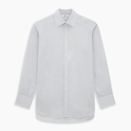 Midnight Blue and Grey Fine Stripe Mayfair Shirt Image 6