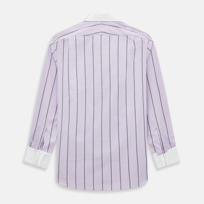 Lilac Track Stripe Shirt with Contrast T&A Collar and Cuffs Image 2