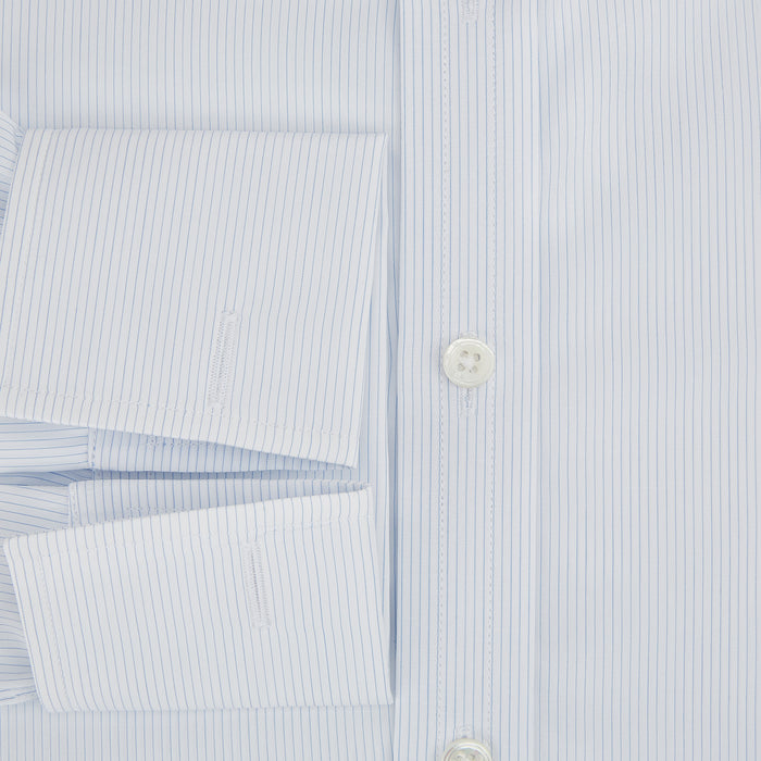 Blue and White Thin Stripe Shirt with T&A Collar and Double Cuffs Image 3