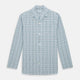 Turnbull & Asser’s Blue and Green Multi Check Pyjama Shirt features long sleeves and a button-up design with a blue and green plaid pattern—ideal for elegant loungewear or stylish nightwear.