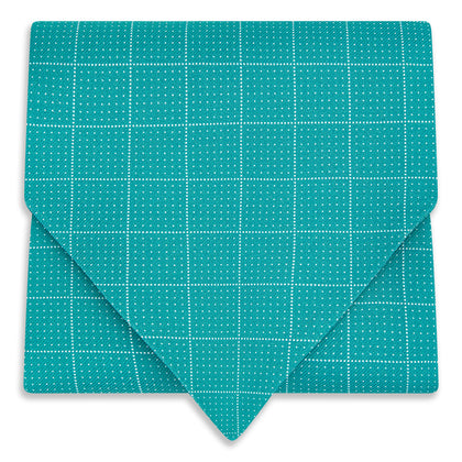 Turquoise Dotted Check Pattern Printed Silk Cravat Image 4