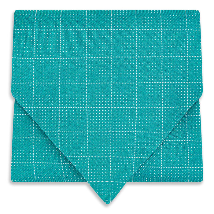 Turquoise Dotted Check Pattern Printed Silk Cravat Image 4