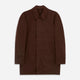 The Burgundy Grayson Car Coat by Turnbull & Asser, made from a rain-resistant cotton blend with a collar, hidden front buttons, and slanted pockets, is displayed flat on a white background in a minimalist style.