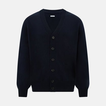 Navy V-Neck Cashmere Cardigan