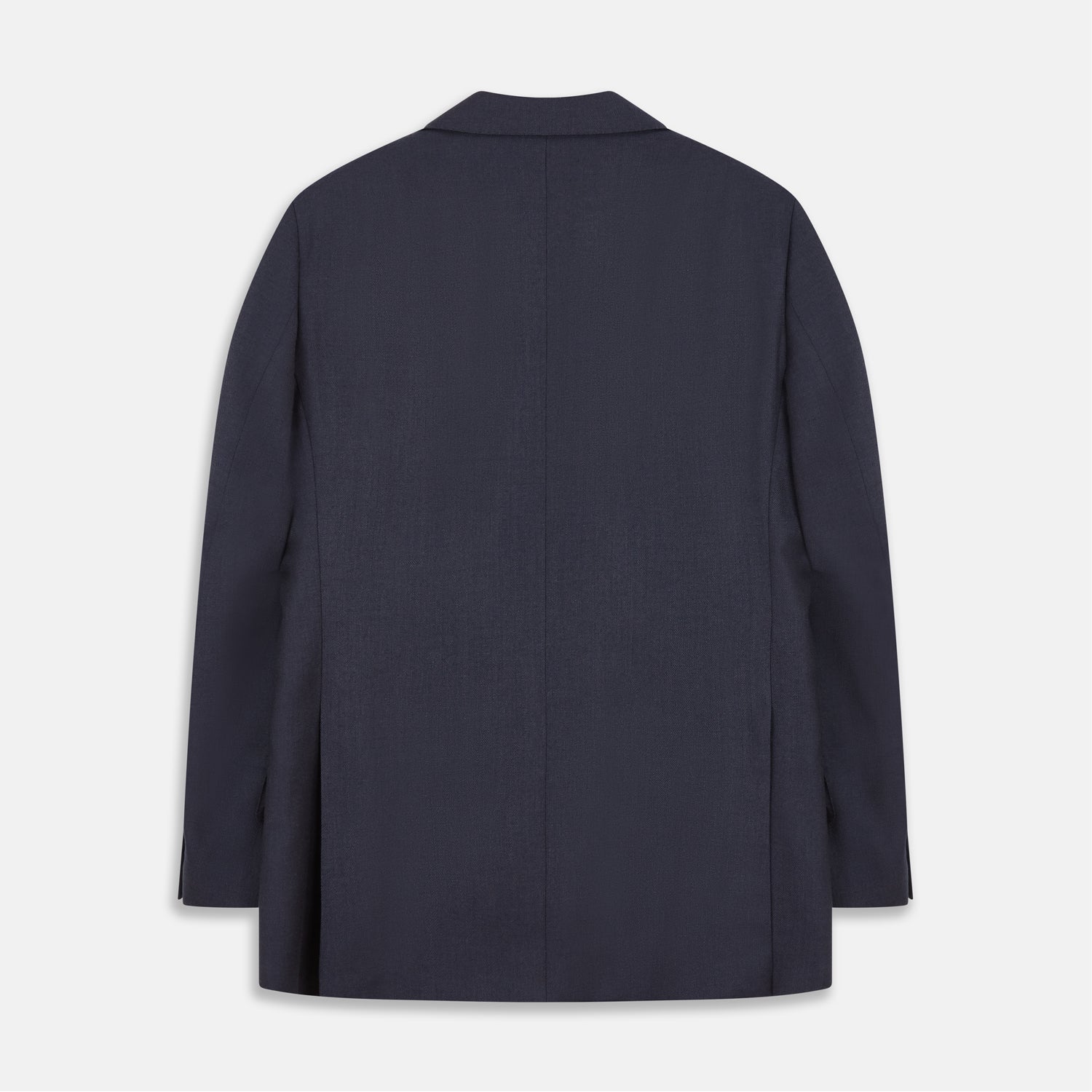 View 4 of product The Turnbull & Asser Navy Wool Blend Barrington Blazer features a notched lapel, single-button closure, three front pockets, and sleeve button accents, shown against a plain white background.