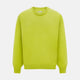 The Turnbull & Asser Lemon Green Cashmere Round Neck Jumper features long sleeves with ribbed cuffs and hem, displayed on a white background.