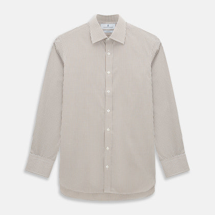Coffee Micro Shadow Check Mayfair Shirt