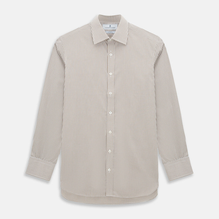 Coffee Micro Shadow Check Mayfair Shirt