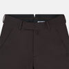 View 2 of product The Turnbull & Asser Brown James Trouser in a straight fit features Italian cotton, belt loops, side pockets, and a front zipper with button closure, displayed on a plain white background.