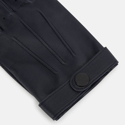 Navy Hairsheep Leather Touchscreen Driving Gloves Image 1