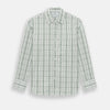View 1 of product The Turnbull & Asser Sage Green Plaid Check Westminster Shirt features a collared, long-sleeve button-up design with a white base and sage green plaid pattern, showcasing classic British craftsmanship against a clean white background.