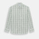 The Turnbull & Asser Sage Green Plaid Check Westminster Shirt features a collared, long-sleeve button-up design with a white base and sage green plaid pattern, showcasing classic British craftsmanship against a clean white background.