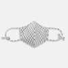 View 1 of product The Turnbull & Asser Check Blue Multi Commuter Mask features a blue plaid design, adjustable fabric ear loops tied in bows, and comes with 3 Viroformula™ filters. Laid flat on a white background.