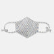 The Turnbull & Asser Check Blue Multi Commuter Mask features a blue plaid design, adjustable fabric ear loops tied in bows, and comes with 3 Viroformula™ filters. Laid flat on a white background.