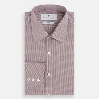 Burgundy Micro Shadow Check Mayfair Shirt Image 4
