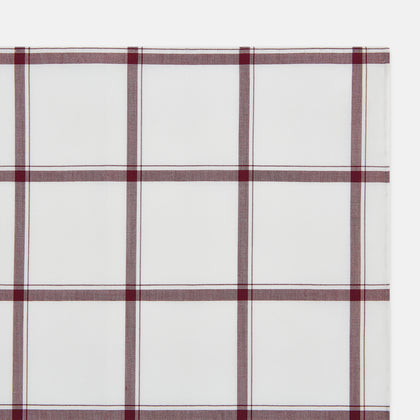 Burgundy Grid Check Hand-Rolled Handkerchief Image 1
