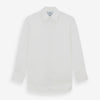 View 1 of product The Turnbull & Asser White Sea Island Quality Cotton Shirt features a T&A collar, double cuffs, and long sleeves, displayed against a white background.