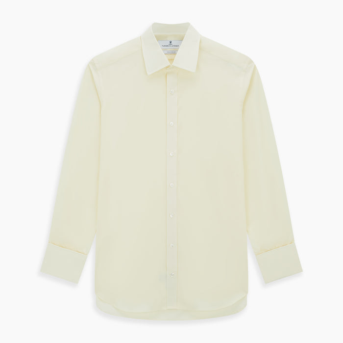 Cream Cotton Shirt with T&A Collar and Double Cuffs Image 5