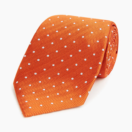 Orange and White Micro Dot Silk Tie Image 4