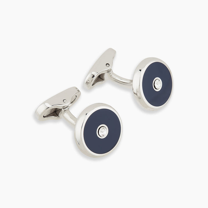 Navy Gemstone Circle Cufflinks Image 3