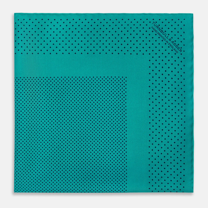 Petrol Green Dot Silk Pocket Square Image 2