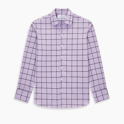 Lilac Grid Check Windsor Shirt Image 8