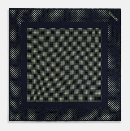 Navy and Melon Green Dot Silk Pocket Square Image 3