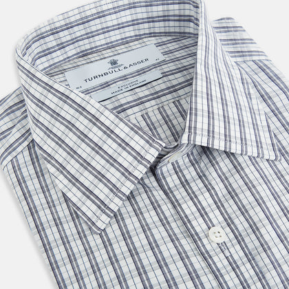 Navy Multi Check Mayfair Shirt Image 1