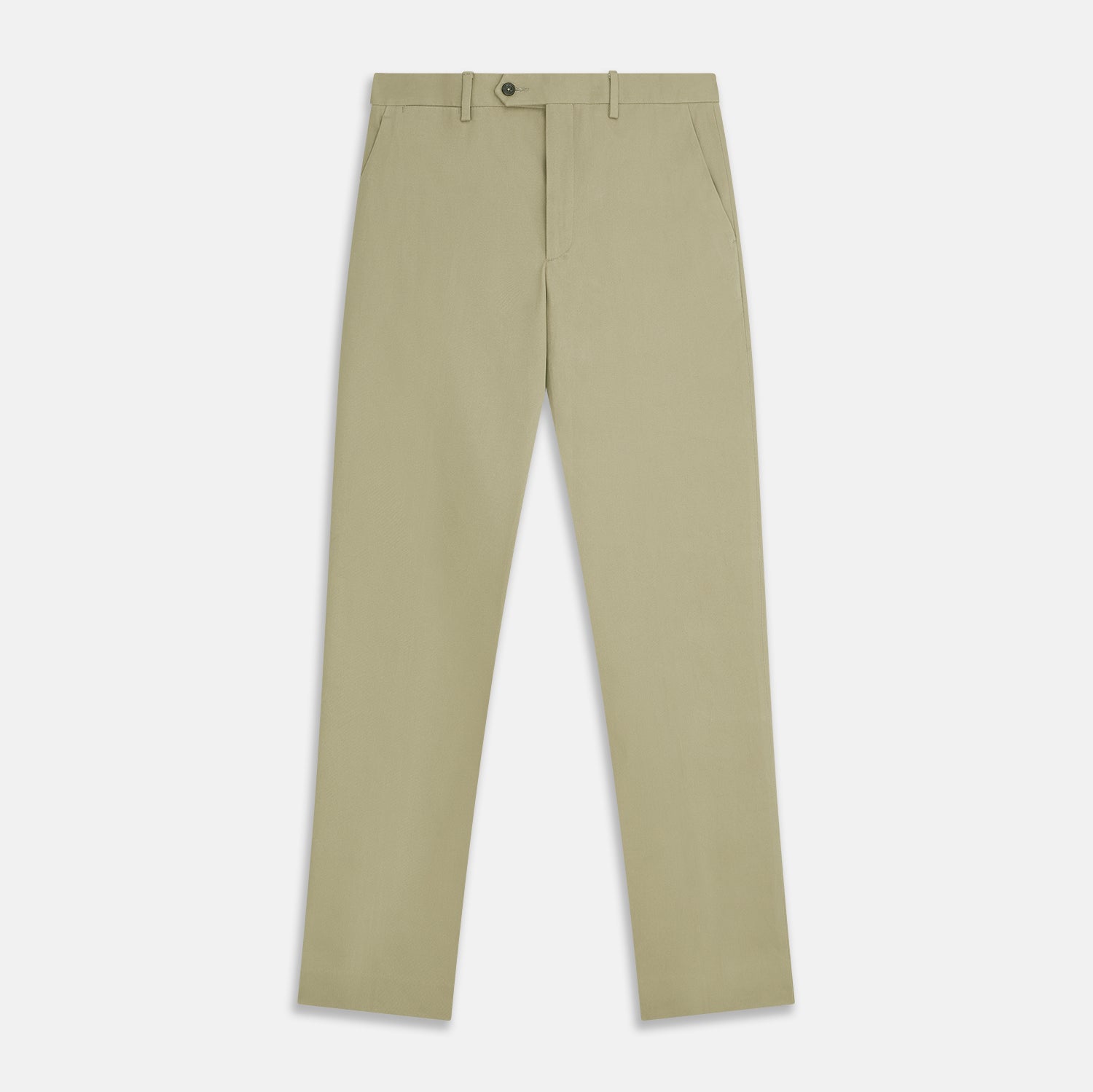 View 1 of product The Turnbull & Asser Beige Cotton Blend Manson Trousers feature a straight-leg cut, belt loops, side pockets, and a button closure, shown on a plain white background.