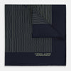 View 1 of product The Navy and Melon Green Stripe Silk Pocket Square by Turnbull & Asser features refined stripes, hand-printed branding in the corner, and is finished with elegant hand-rolled edges.