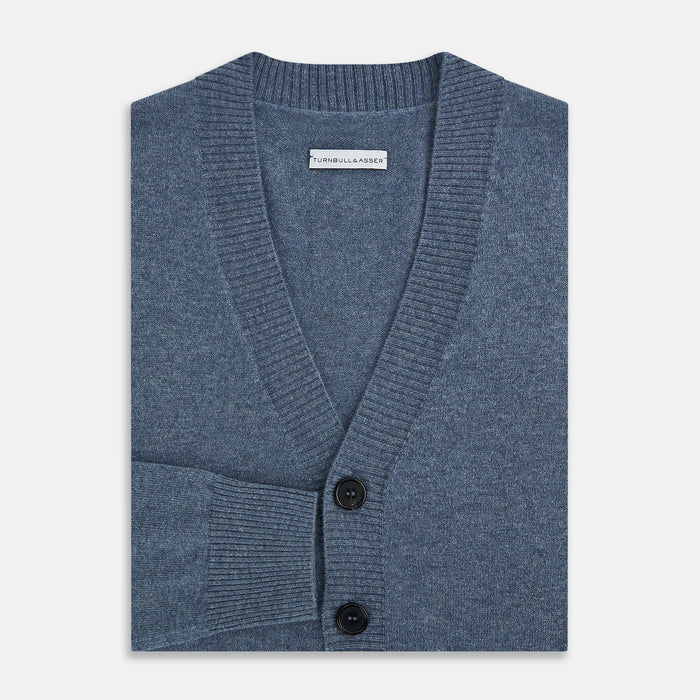 Blue Melange Cashmere Cardigan Image 3
