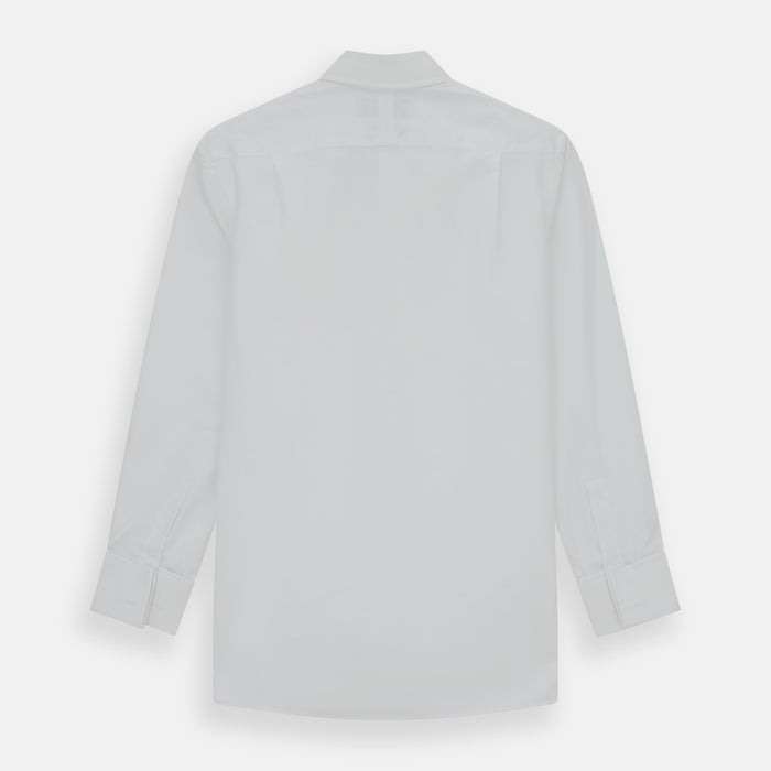 Tailored Fit White Royal Oxford Cotton Shirt with Kent Collar and Double Cuffs Image 4