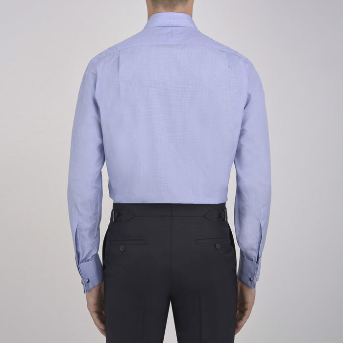 Blue End-on-End Cotton Shirt with T&A Collar and Double Cuffs Image 5
