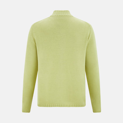 Melon Green Merino High Neck Zipped Cardigan Image 2