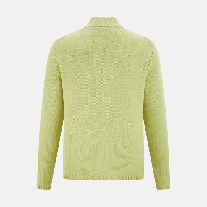 Melon Green Merino High Neck Zipped Cardigan Image 2