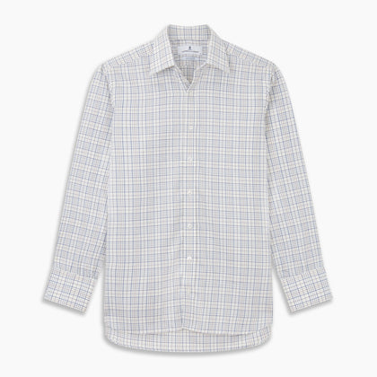 Blue Multi Check Regular Fit Cotton-Cashmere Shirt with T&A Collar and 3 Button Cuffs Image 5