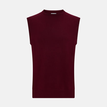 Burgundy Cashmere Round Neck Vest