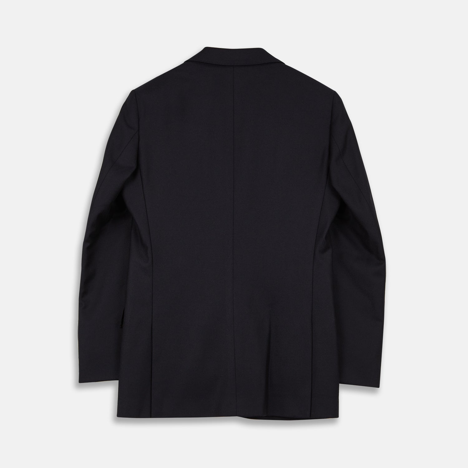 View 3 of product The Turnbull & Asser Navy Escorial Wool Jacket is a tailored men's blazer featuring notch lapels, a single-breasted one-button front, and multiple pockets, shown flat against a white background.
