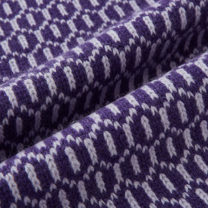Purple and Lilac Hexagon Cashmere Knitted Scarf Image 2