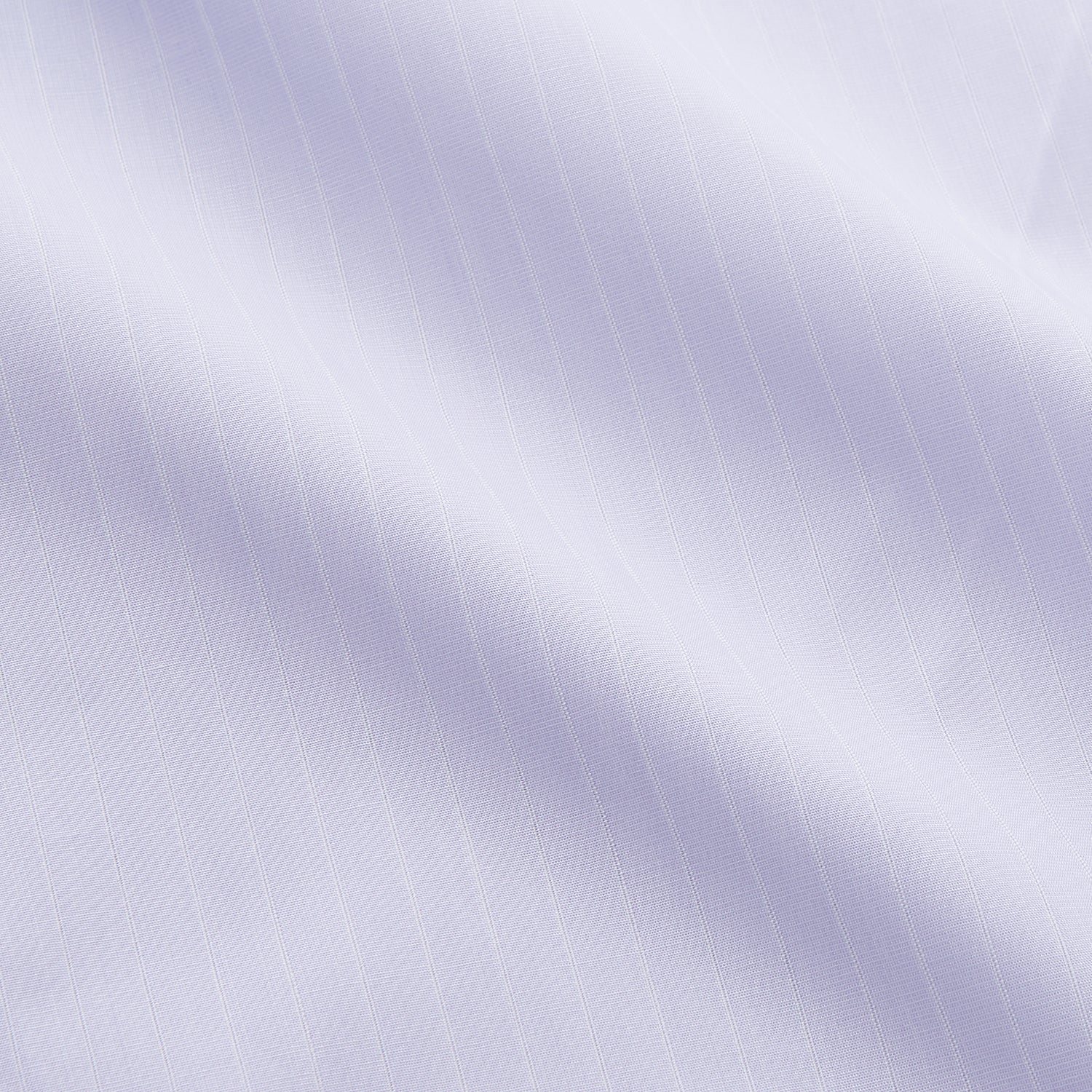 View 4 of product The Turnbull & Asser Soft Lilac Stripe Cotton Regular Fit Mayfair Shirt features a classic collar, cuffed long sleeves, and subtle vertical stripes, shown on a plain white background.
